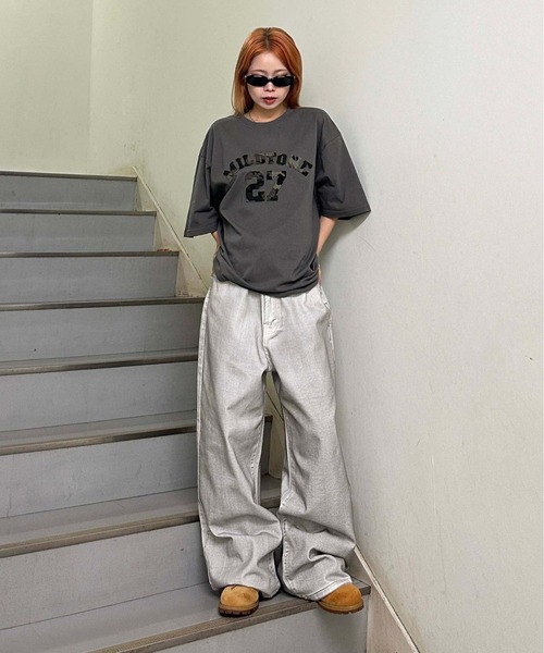 sedacle(セダクル)の「カモフラアップリケTEE(Tシャツ/カットソー・レディース・アイボリー/チャコールグレー/レッド/ピンク・LARGE/MEDIUM/SMALL)」の15枚目の写真