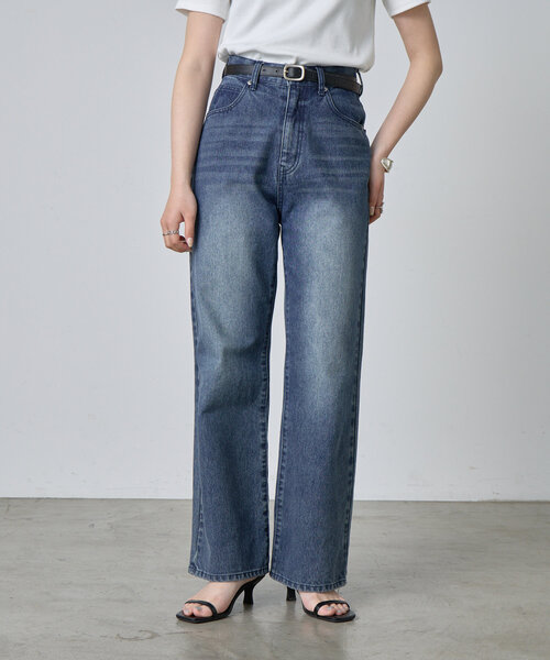 COLONY 2139（コロニートゥーワンスリーナイン）の「ルーズストレートデニム（デニムパンツ・レディース・ネイビー/オフホワイト/サックスブルー/ダークブルー/ライトグレー/ブラック/アイボリー・SMALL/LARGE/MEDIUM）」の21枚目の写真