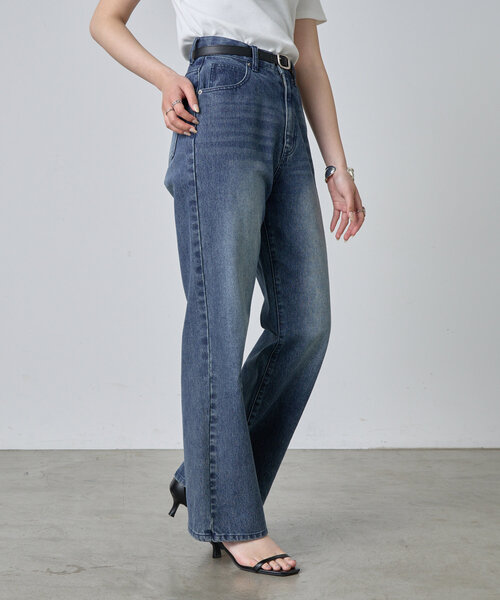 COLONY 2139（コロニートゥーワンスリーナイン）の「ルーズストレートデニム（デニムパンツ・レディース・ネイビー/オフホワイト/サックスブルー/ダークブルー/ライトグレー/ブラック/アイボリー・SMALL/LARGE/MEDIUM）」の20枚目の写真