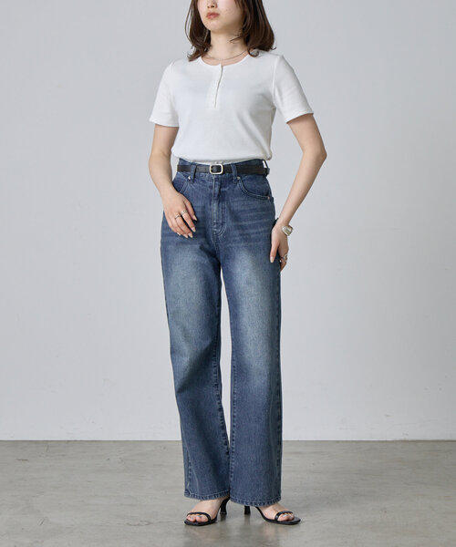 COLONY 2139（コロニートゥーワンスリーナイン）の「ルーズストレートデニム（デニムパンツ・レディース・ネイビー/オフホワイト/サックスブルー/ダークブルー/ライトグレー/ブラック/アイボリー・SMALL/LARGE/MEDIUM）」の19枚目の写真