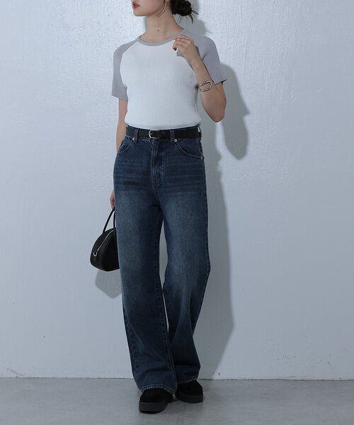 COLONY 2139（コロニートゥーワンスリーナイン）の「ルーズストレートデニム（デニムパンツ・レディース・ネイビー/オフホワイト/サックスブルー/ダークブルー/ライトグレー/ブラック/アイボリー・SMALL/LARGE/MEDIUM）」の16枚目の写真