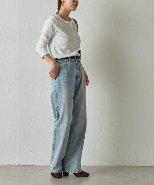 COLONY 2139（コロニートゥーワンスリーナイン）の「ルーズストレートデニム（デニムパンツ・レディース・ネイビー/オフホワイト/サックスブルー/ダークブルー/ライトグレー/ブラック/アイボリー・SMALL/LARGE/MEDIUM）」の14枚目の写真