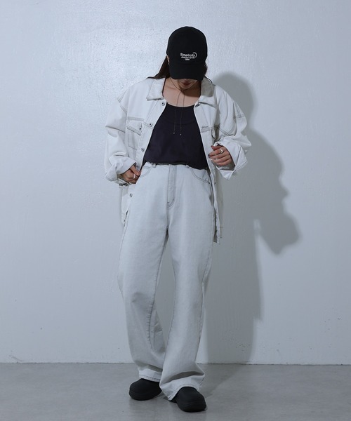 COLONY 2139(コロニートゥーワンスリーナイン)の「ルーズストレートデニム(デニムパンツ・レディース・ネイビー/オフホワイト/サックスブルー/ダークブルー/ライトグレー/ブラック/アイボリー・SMALL/LARGE/MEDIUM)」の8枚目の写真