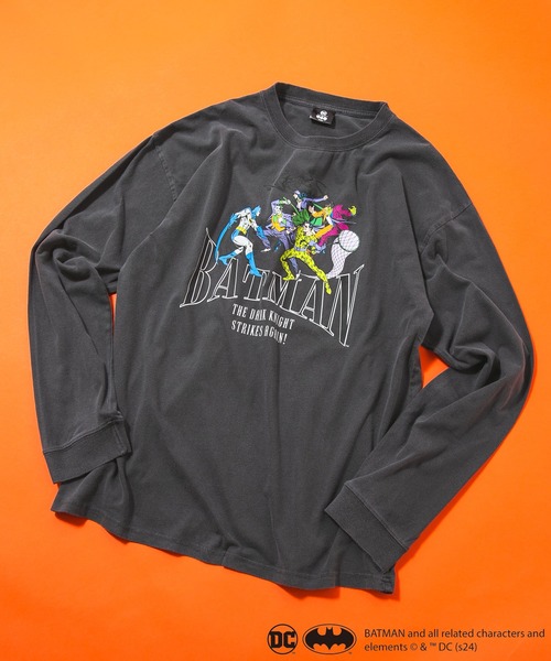 LB/S （エルビーエス）の「【BATMAN/バットマン】パウダーブリーチ加工 ビッグシルエットロンT ドロップショルダー オーバーサイズ　ヴィンテージ加工（Tシャツ/カットソー・メンズ・ブルー系その他/グレー系その他/グレー系その他2/グリーン系その他2・MEDIUM/LARGE）」の2枚目の写真