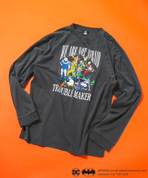 【BATMAN/バットマン】パウダーブリーチ加工 ビッグシルエットロンT ドロップショルダー オーバーサイズ ヴィンテージ加工