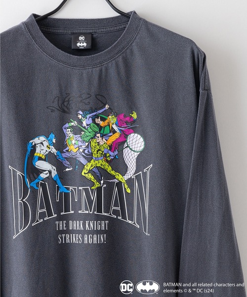 LB/S （エルビーエス）の「【BATMAN/バットマン】パウダーブリーチ加工 ビッグシルエットロンT ドロップショルダー オーバーサイズ　ヴィンテージ加工（Tシャツ/カットソー・メンズ・ブルー系その他/グレー系その他/グレー系その他2/グリーン系その他2・MEDIUM/LARGE）」の6枚目の写真