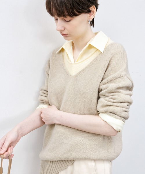 tageechita(タジチタ)の「【tageechita】ベーシックバイカラーニットセーター(ニット/セーター・レディース・ベージュ・S/L/M)」の15枚目の写真