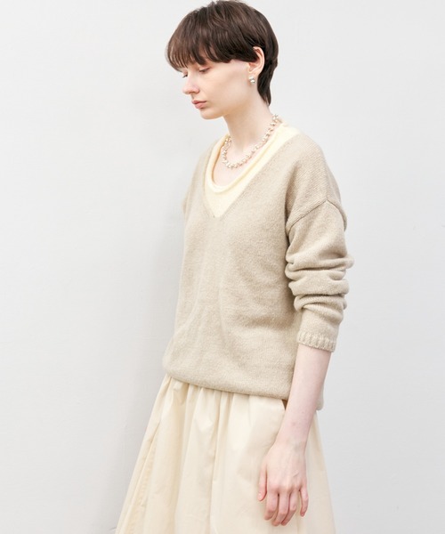 tageechita(タジチタ)の「【tageechita】ベーシックバイカラーニットセーター(ニット/セーター・レディース・ベージュ・S/L/M)」の12枚目の写真