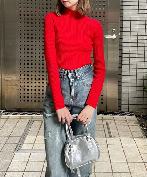 clear（クリア）の「【18色展開】ハイゲージハイネックニットトップス [オフィスカジュアル 着回し抜群 大人]≪再入荷≫（ニット/セーター・レディース・ライトブルー/ブラック/ブラウン/グレー/オレンジ/グリーン/レモンイエロー/ライトピンク/ラベンダー/ブルー系その他/ピンク系その他/アイボリー/ブルー/ピンク/レッド/キャメル/グレイッシュベージュ/パープル系その他・F）」の19枚目の写真