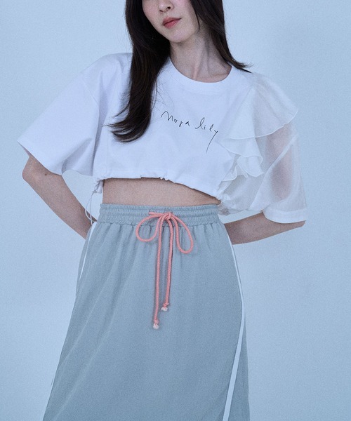 Nora Lily elle(ノラリリーエル)の「【Nora Lily】「elle」2 material Tops(Tシャツ/カットソー・レディース・ブラック/ホワイト/ネイビー/グリーン・FREE)」の2枚目の写真