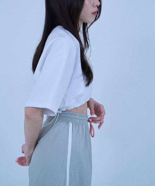 Nora Lily elle(ノラリリーエル)の「【Nora Lily】「elle」2 material Tops(Tシャツ/カットソー・レディース・ブラック/ホワイト/ネイビー/グリーン・FREE)」の5枚目の写真