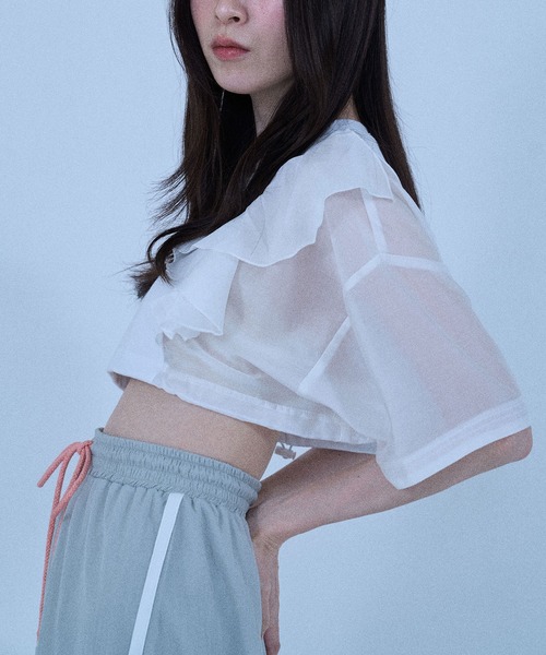 Nora Lily elle(ノラリリーエル)の「【Nora Lily】「elle」2 material Tops(Tシャツ/カットソー・レディース・ブラック/ホワイト/ネイビー/グリーン・FREE)」の6枚目の写真