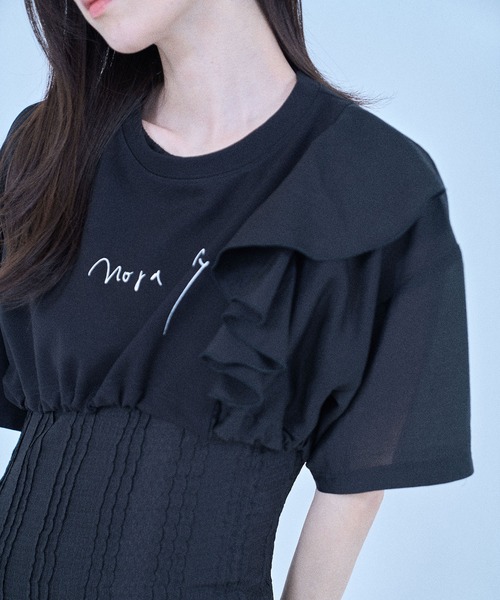 Nora Lily elle(ノラリリーエル)の「【Nora Lily】「elle」2 material Tops(Tシャツ/カットソー・レディース・ブラック/ホワイト/ネイビー/グリーン・FREE)」の12枚目の写真