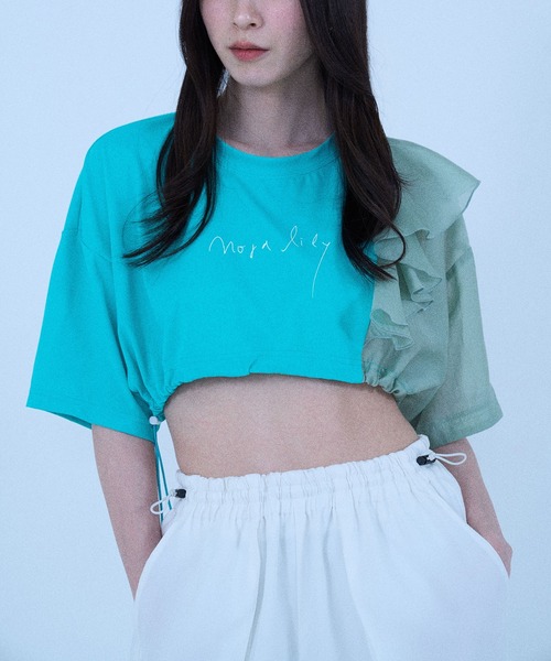 Nora Lily elle(ノラリリーエル)の「【Nora Lily】「elle」2 material Tops(Tシャツ/カットソー・レディース・ブラック/ホワイト/ネイビー/グリーン・FREE)」の16枚目の写真