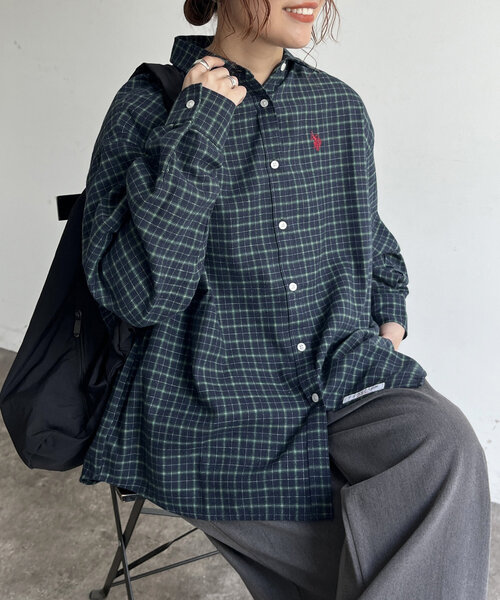 CPCM（シーピーシーエム）の「ネルチェックシャツ（シャツ/ブラウス・レディース・ベージュ/ネイビー/レッド/カーキ・FREE）」の3枚目の写真