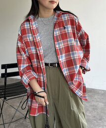 新品　秋冬にピッタリ KITHの上品な綺麗めチェックシャツ　クリーム×レッド チェック」に該当するレディースのシャツ/ブラウス（レッド/赤色
