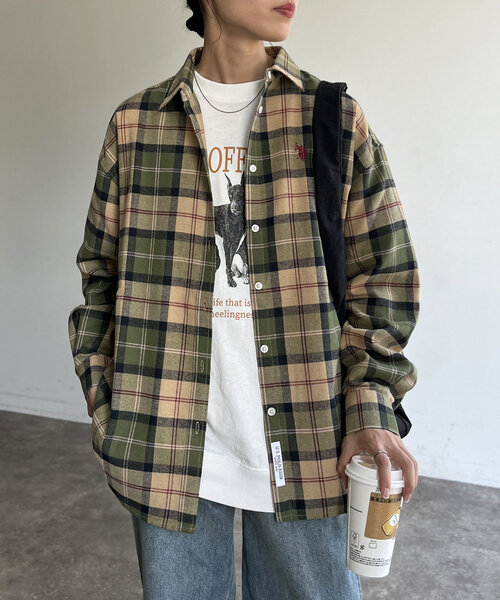 CPCM（シーピーシーエム）の「ネルチェックシャツ（シャツ/ブラウス・レディース・ベージュ/ネイビー/レッド/カーキ・FREE）」の2枚目の写真