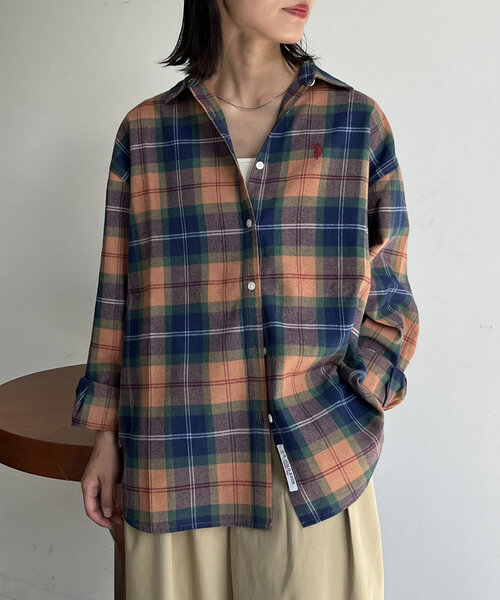 CPCM（シーピーシーエム）の「ネルチェックシャツ（シャツ/ブラウス・レディース・ベージュ/ネイビー/レッド/カーキ・FREE）」の5枚目の写真