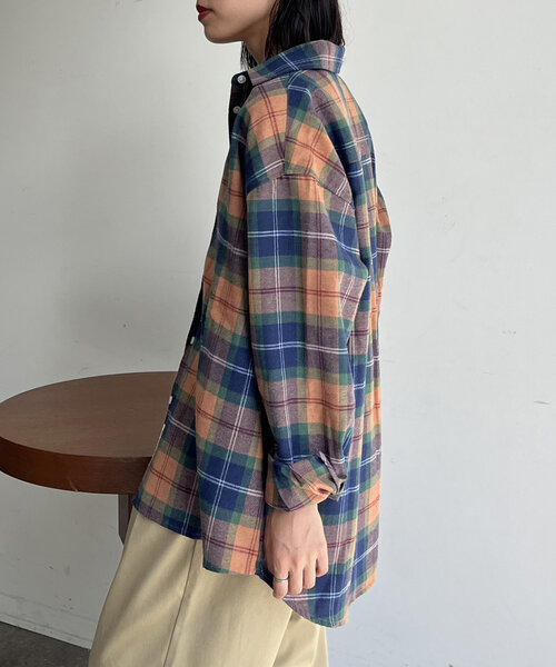 CPCM（シーピーシーエム）の「ネルチェックシャツ（シャツ/ブラウス・レディース・ベージュ/ネイビー/レッド/カーキ・FREE）」の6枚目の写真