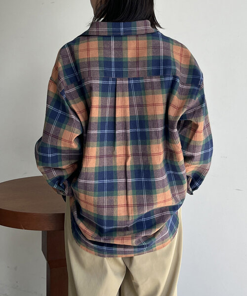 CPCM（シーピーシーエム）の「ネルチェックシャツ（シャツ/ブラウス・レディース・ベージュ/ネイビー/レッド/カーキ・FREE）」の7枚目の写真
