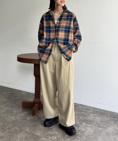 CPCM（シーピーシーエム）の「ネルチェックシャツ（シャツ/ブラウス・レディース・ベージュ/ネイビー/レッド/カーキ・FREE）」の9枚目の写真