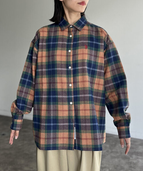 CPCM（シーピーシーエム）の「ネルチェックシャツ（シャツ/ブラウス・レディース・ベージュ/ネイビー/レッド/カーキ・FREE）」の10枚目の写真