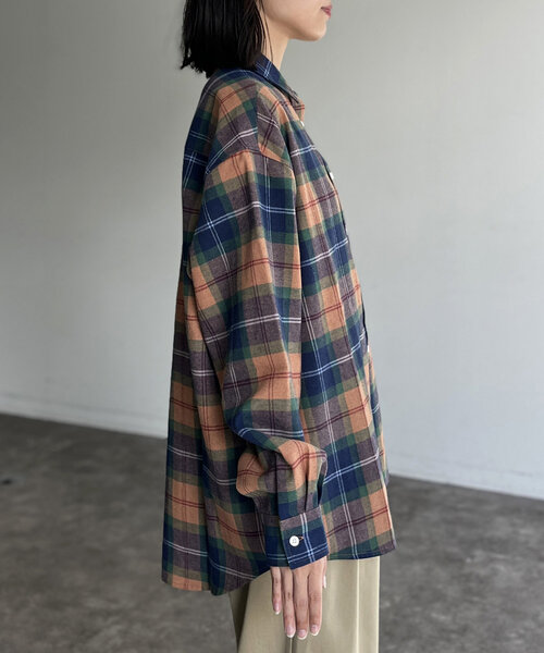 CPCM（シーピーシーエム）の「ネルチェックシャツ（シャツ/ブラウス・レディース・ベージュ/ネイビー/レッド/カーキ・FREE）」の11枚目の写真