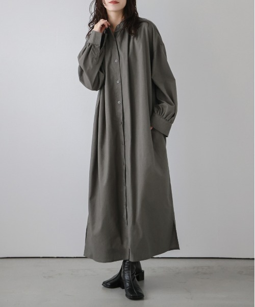 La-gemme(ラジェム)の「ロングシャツワンピース(ワンピース・レディース・ブラック/ベージュ/テラコッタ/グレー・フリー)」の3枚目の写真
