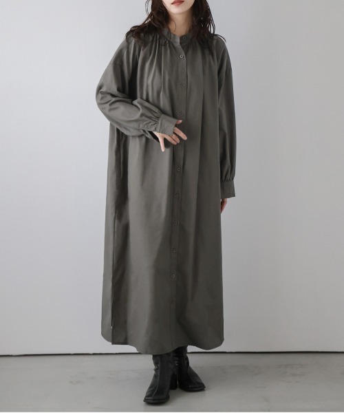 La-gemme(ラジェム)の「ロングシャツワンピース(ワンピース・レディース・ブラック/ベージュ/テラコッタ/グレー・フリー)」の9枚目の写真