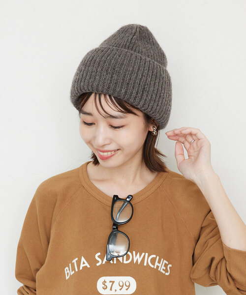 FRATELLI TALLI(フラテリタリ)の「Fratelli Talli/フラテリータリー リブニットCAP 1879(ニットキャップ/ビーニー・レディース・チャコールグレー/ブラウン・FREE)」の1枚目の写真