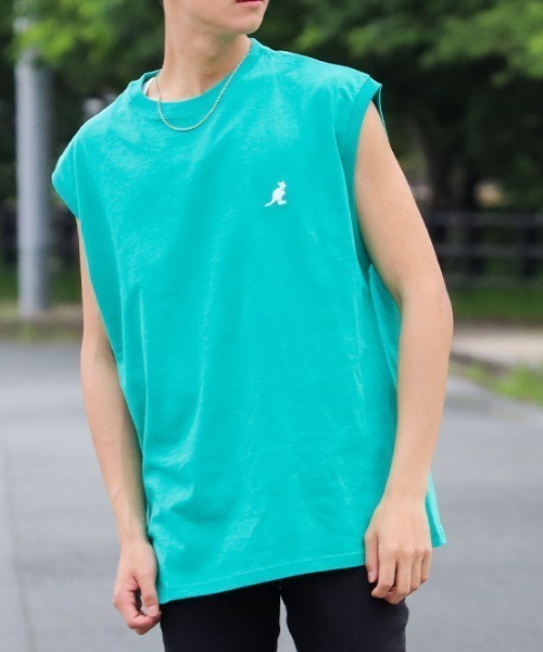 KANGOL(カンゴール)の「/KANGOL/ワンポイント刺繍タンクトップ(Tシャツ/カットソー・メンズ・グレー/グリーン/ブラック/ホワイト・LARGE/MEDIUM)」の4枚目の写真