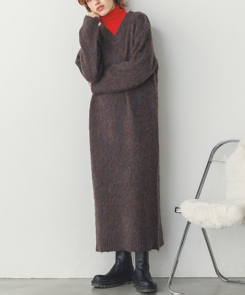 セール】モヘアタッチMIX ニットワンピース（ワンピース）｜hunch