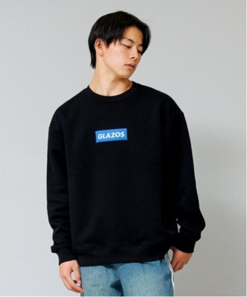 GLAZOS(グラソス)の「【大人向けサイズあり】【あったか】裏起毛・ボックス刺繍ロゴトレーナー(スウェット・キッズ・ホワイト/ブラック・LL/L/M/S)」の2枚目の写真