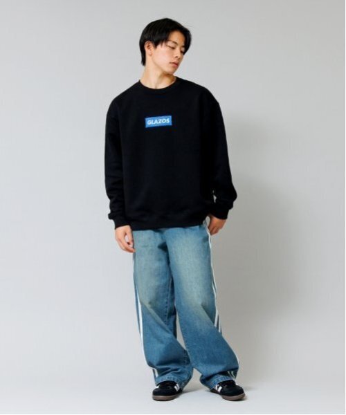 GLAZOS(グラソス)の「【大人向けサイズあり】【あったか】裏起毛・ボックス刺繍ロゴトレーナー(スウェット・キッズ・ホワイト/ブラック・LL/L/M/S)」の3枚目の写真
