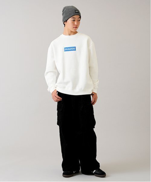 GLAZOS(グラソス)の「【大人向けサイズあり】【あったか】裏起毛・ボックス刺繍ロゴトレーナー(スウェット・キッズ・ホワイト/ブラック・LL/L/M/S)」の8枚目の写真