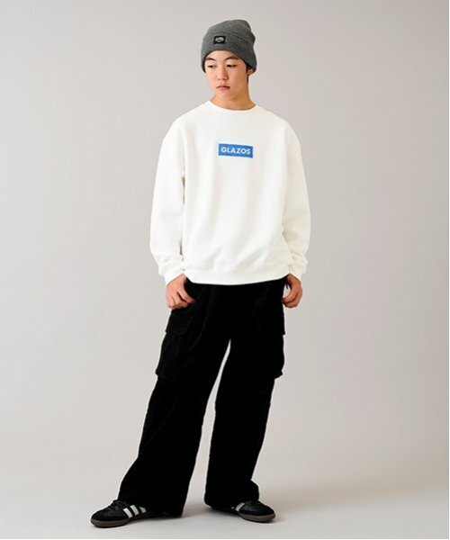 GLAZOS(グラソス)の「【大人向けサイズあり】【あったか】裏起毛・ボックス刺繍ロゴトレーナー(スウェット・キッズ・ホワイト/ブラック・LL/L/M/S)」の9枚目の写真