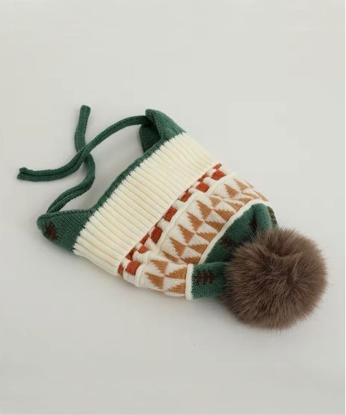 Bambin（ボンバン）の「【 Bambin / ボンバン 】 ノルディック柄 ポンポン付き フラップ ニットキャップ（ニットキャップ/ビーニー・キッズ・ライトブラウン/アイボリー/ベージュ/ブルー・FREE）」の11枚目の写真