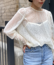 JANE SMITH/ジェーンスミス FLOCKY LACE LAYED プルオーバー