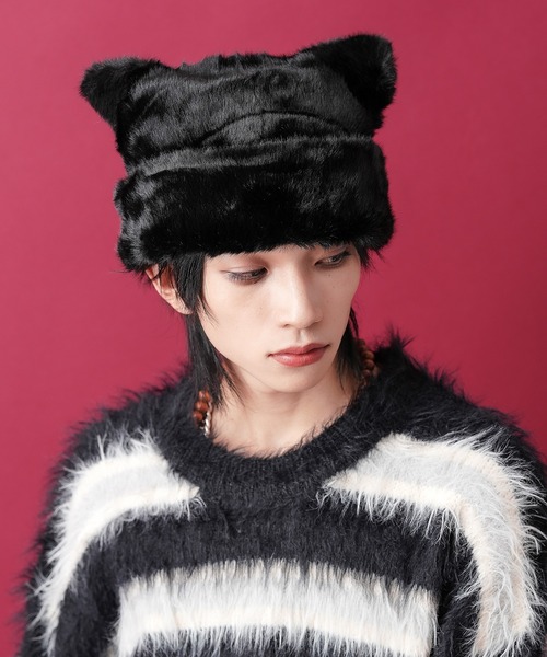 ankoROCK(アンコロック)の「an meets zakka ネコ耳フィッシャーマンファーハット / 猫耳 レディース メンズ ユニセックス ねこ耳 耳付き 帽子 ロシアン ロールキャップ(ハット・レディース・ホワイト/ブラック/アイボリー・ONESIZE)」の11枚目の写真