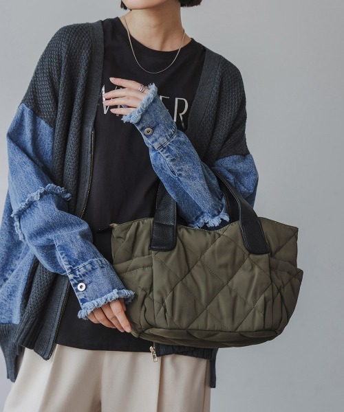 Bou Jeloud(ブージュルード)の「キルトトートバッグ(トートバッグ・レディース・カーキ/ブラック・ONESIZE)」の8枚目の写真