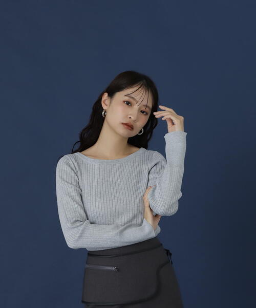 N.（N. Natural Beauty Basic）（エヌエヌナチュラルビューティーベーシック）の「ボートネックラメニット（ニット/セーター・レディース・オフホワイト/グレー/ブルー/ピンク・MEDIUM）」の8枚目の写真