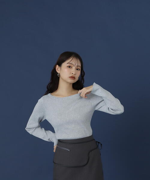 N.（N. Natural Beauty Basic）（エヌエヌナチュラルビューティーベーシック）の「ボートネックラメニット（ニット/セーター・レディース・オフホワイト/グレー/ブルー/ピンク・MEDIUM）」の14枚目の写真