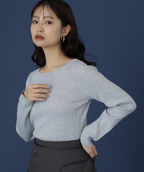 N.（N. Natural Beauty Basic）（エヌエヌナチュラルビューティーベーシック）の「ボートネックラメニット（ニット/セーター・レディース・オフホワイト/グレー/ブルー/ピンク・MEDIUM）」の9枚目の写真