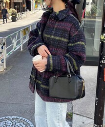 fredy emue | シャギーチェックステンカラーコート(ステンカラーコート)