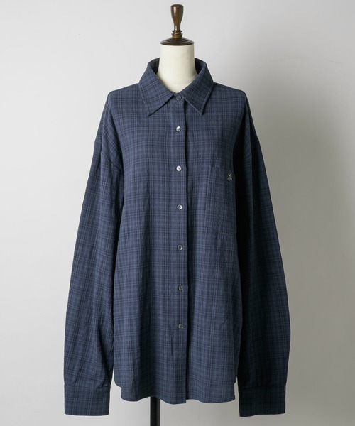 ブラウス シャツ embroidery over check shirts / エンブロイダリーオーバーチェックシャツ レディース embroidery over check shirts / エンブロイダリーオーバー