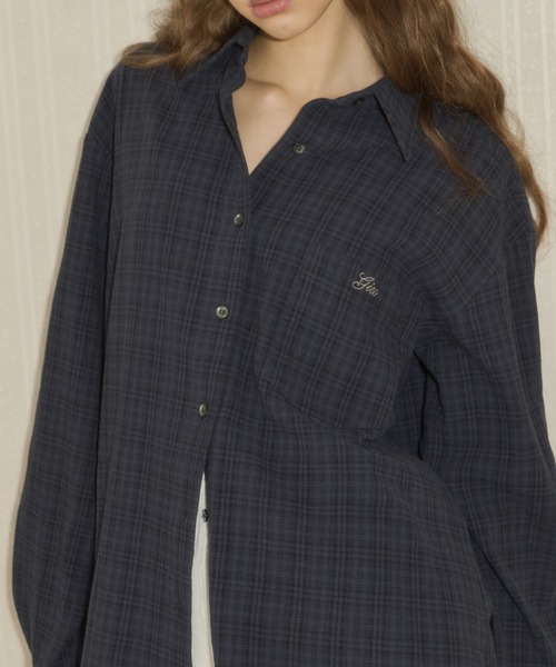 GIUNON（ジウノン）の「embroidery over check shirts / エンブロイダリーオーバーチェックシャツ（シャツ/ブラウス・レディース・ブルー・FREE）」の8枚目の写真