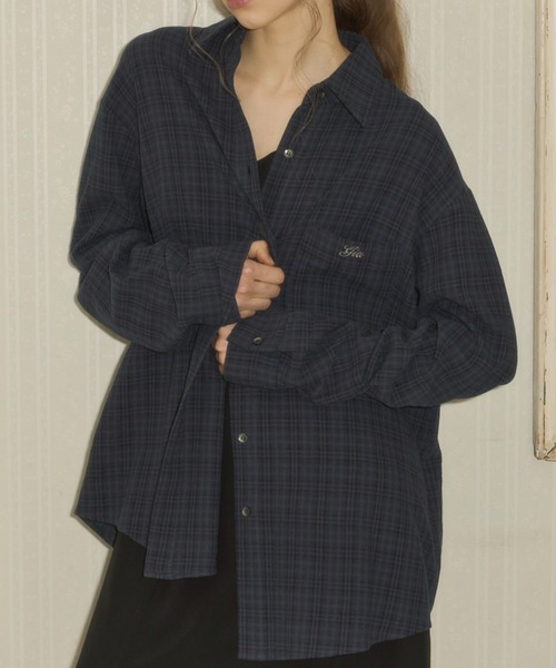 ブラウス シャツ embroidery over check shirts / エンブロイダリーオーバーチェックシャツ レディース embroidery over check shirts / エンブロイダリーオーバー