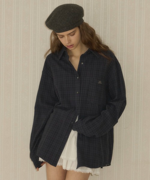 グッチ エンブロイダリー チェック柄 オーバーサイズ シャツ グッチ