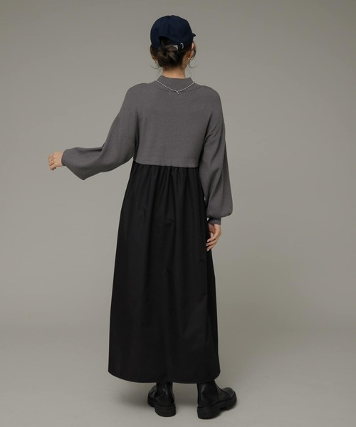 URBAN RESEARCH Sonny Label（アーバンリサーチサニーレーベル）の「モックネックドッキングニットワンピース（ワンピース・レディース・グレー/ブルー/ブラック・FREE）」の12枚目の写真