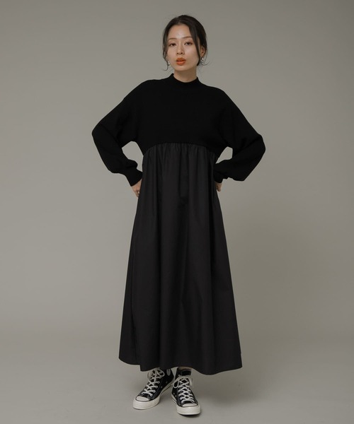 URBAN RESEARCH Sonny Label（アーバンリサーチサニーレーベル）の「モックネックドッキングニットワンピース（ワンピース・レディース・グレー/ブルー/ブラック・FREE）」の18枚目の写真